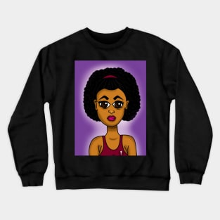 Brown skin girl digital art cartoon Crewneck Sweatshirt